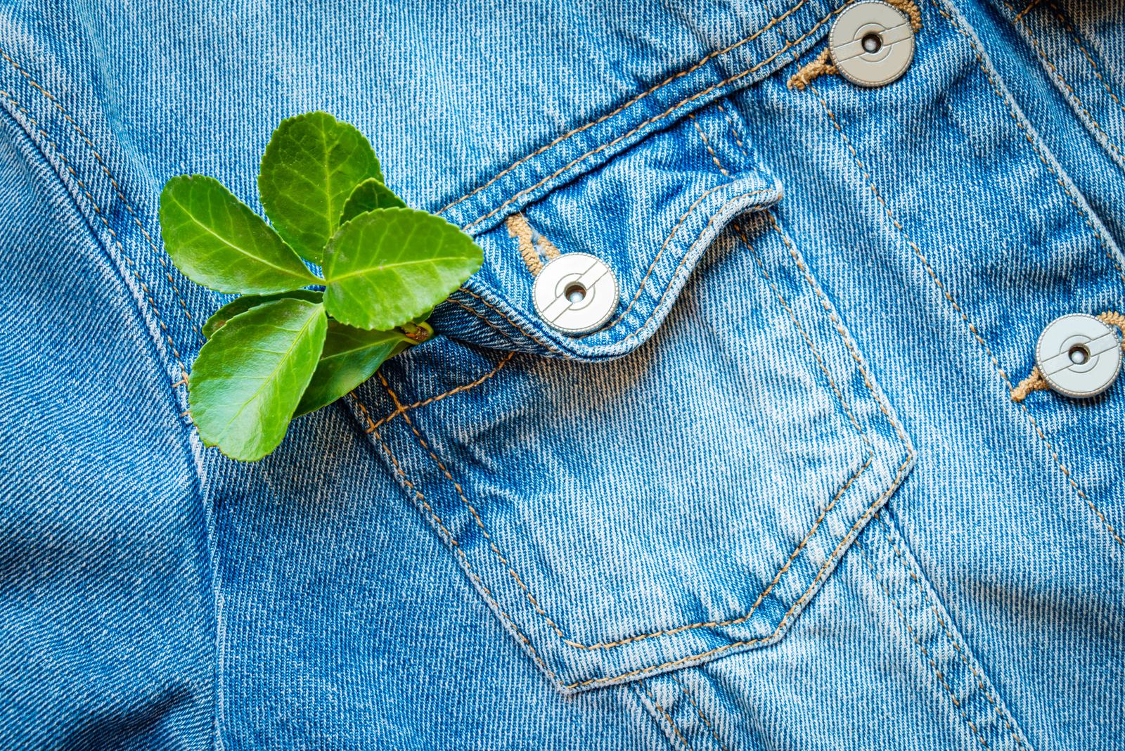 Denim jacket with leaf