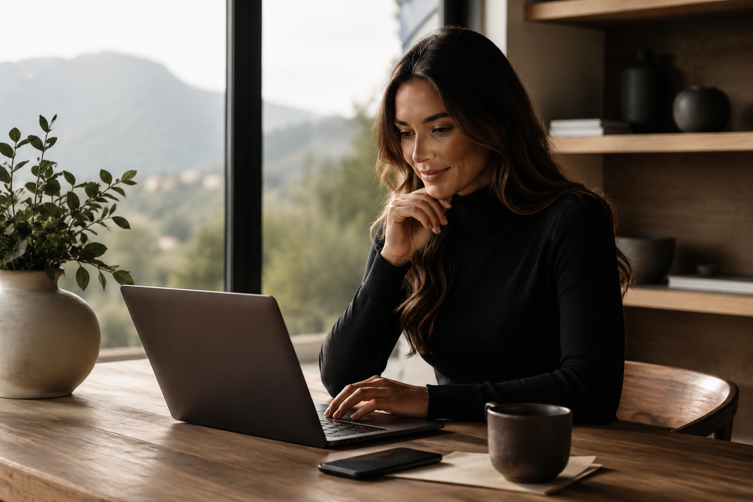Woman shopping online on her laptop.